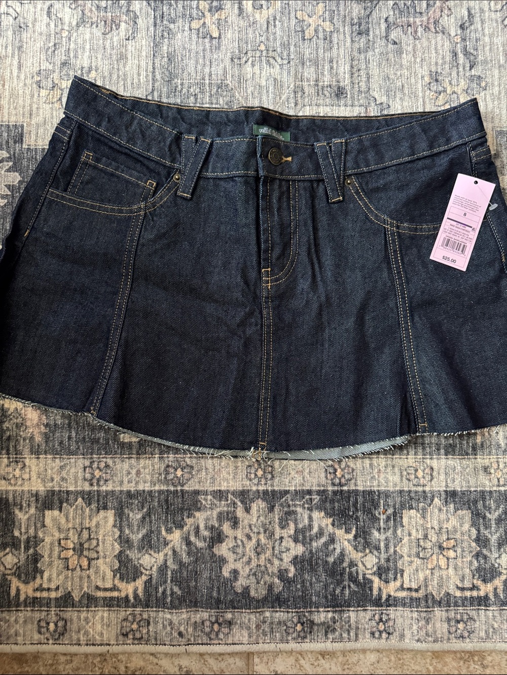 wild fable Dark Blue Denim Mini Skirt with Raw Hem